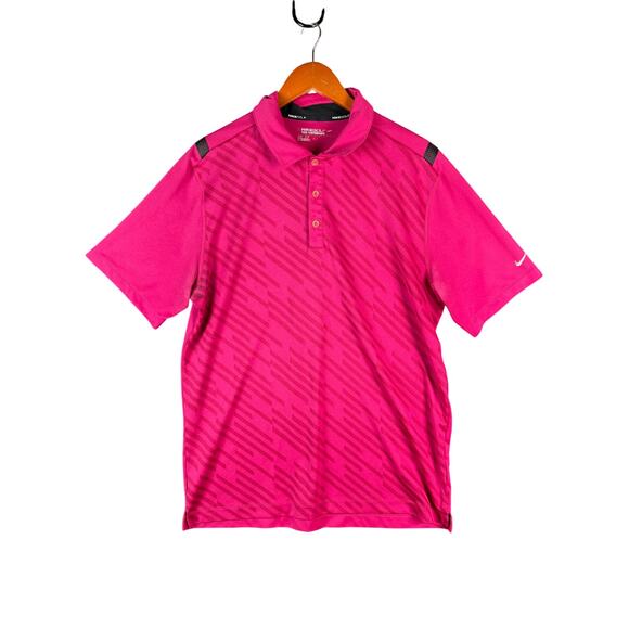 Nike Golf Tour Performance Dri Fit Activewear Geometric Shirt Fuschia Pink Large - Picture 1 of 9